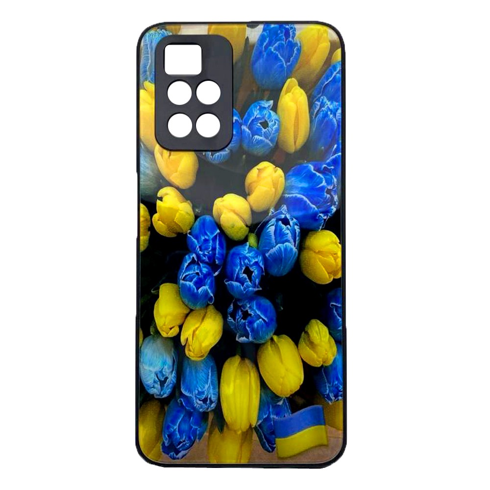 Накладка Marble Clouds для Xiaomi Redmi 10 Тюльпани (скляний)-0