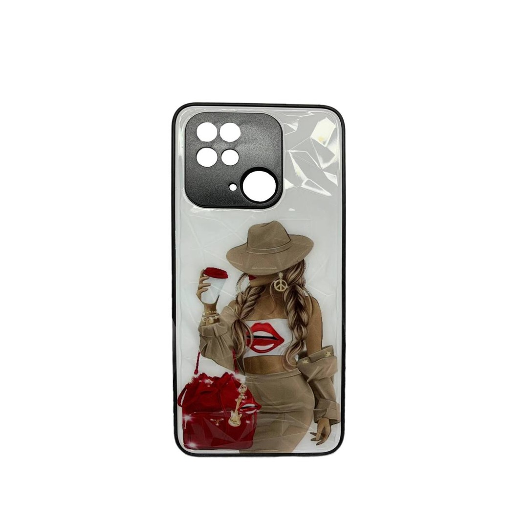 Накладка Ladies для Xiaomi Redmi 10C/Poco C40 Дівчина з червоною сумкою-0