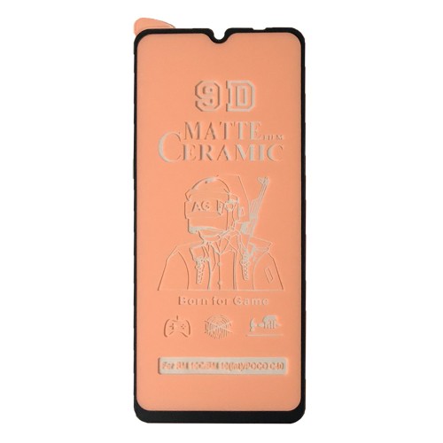 Гнучке скло Ceramic Matt для Xiaomi Redmi 10C/12C/Poco C40 матове з чорною рамкою-0