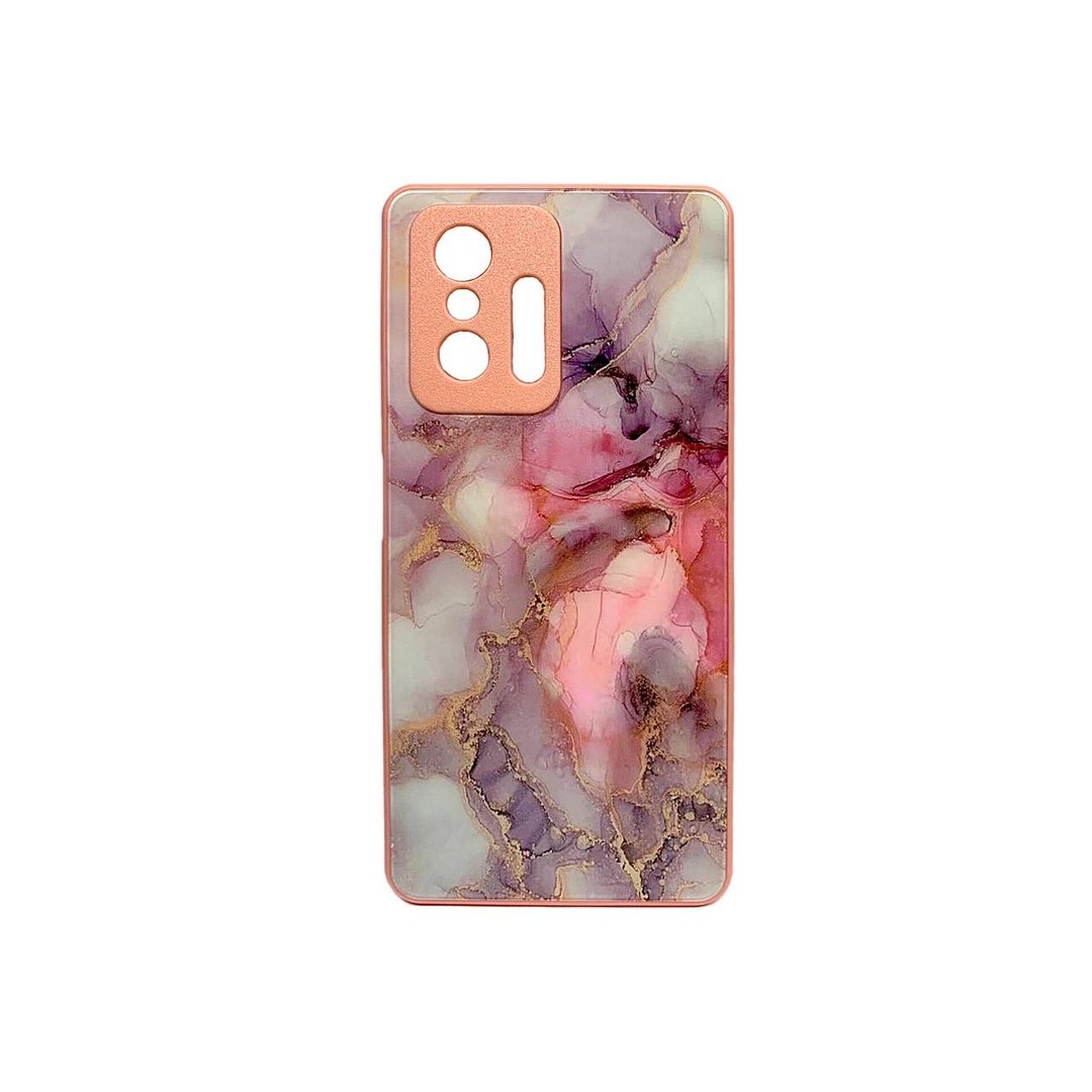Накладка Marble Clouds для Xiaomi 11T/11T Pro (Pink,скло)-0