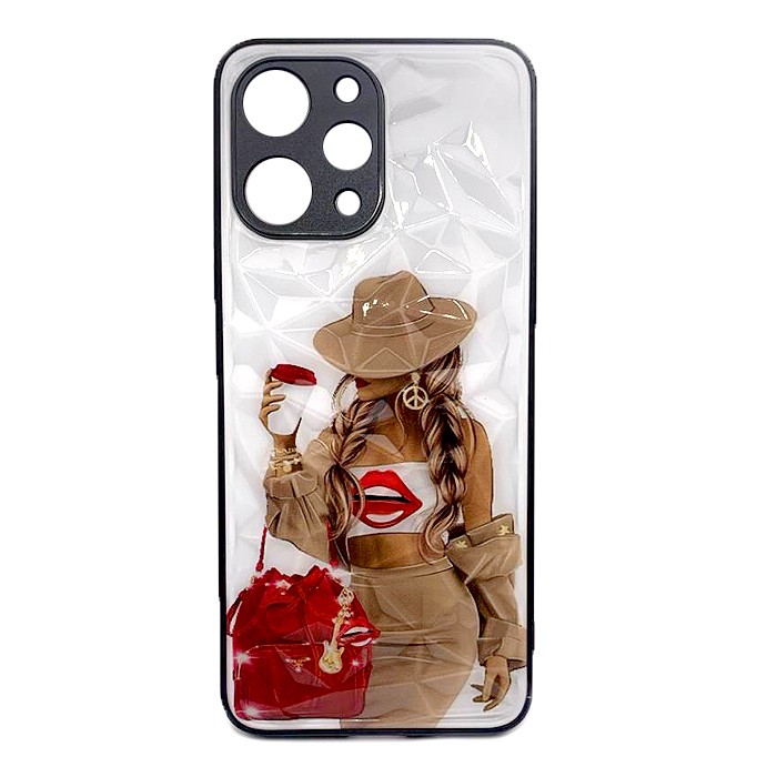 Накладка Ladies для Xiaomi Redmi 12 Дівчина з червоною сумкою-0