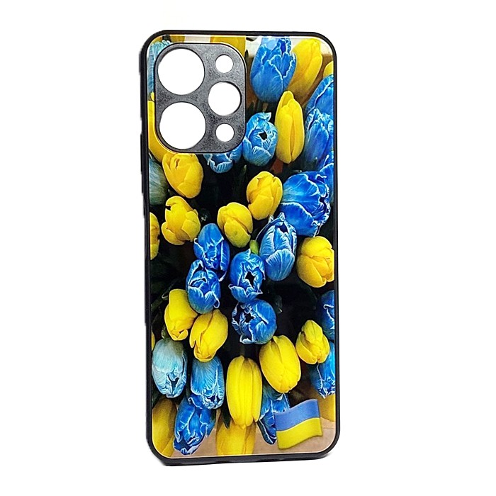 Накладка Marble Clouds для Xiaomi Redmi 12 Тюльпани (скляний)-0