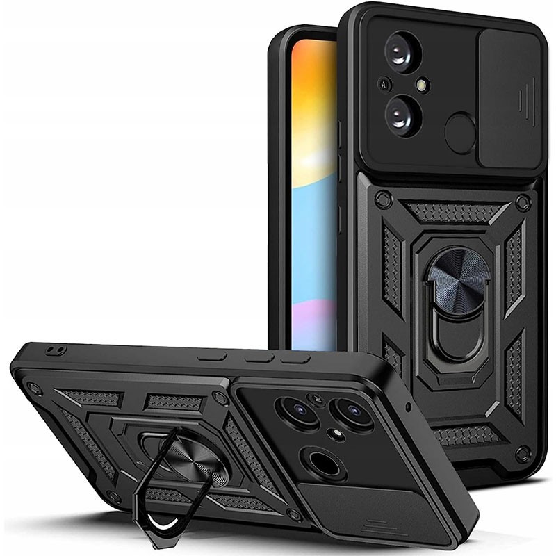 Накладка Camshield Serge Ring для Xiaomi Redmi 12C/Poco C55/11A  (Чорна)-0