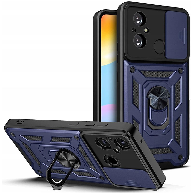 Накладка Camshield Serge Ring для Xiaomi Redmi 12C/Poco C55/11A  (Синя)-0