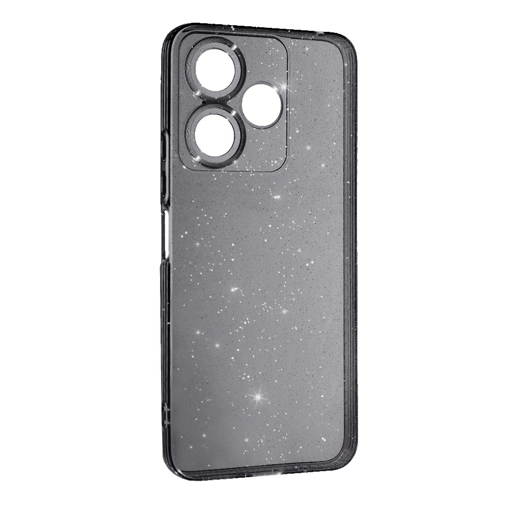 Накладка Molan Cano Glossy Jelly для Xiaomi Redmi 13 / Poco M6  чорна з блискітками-0