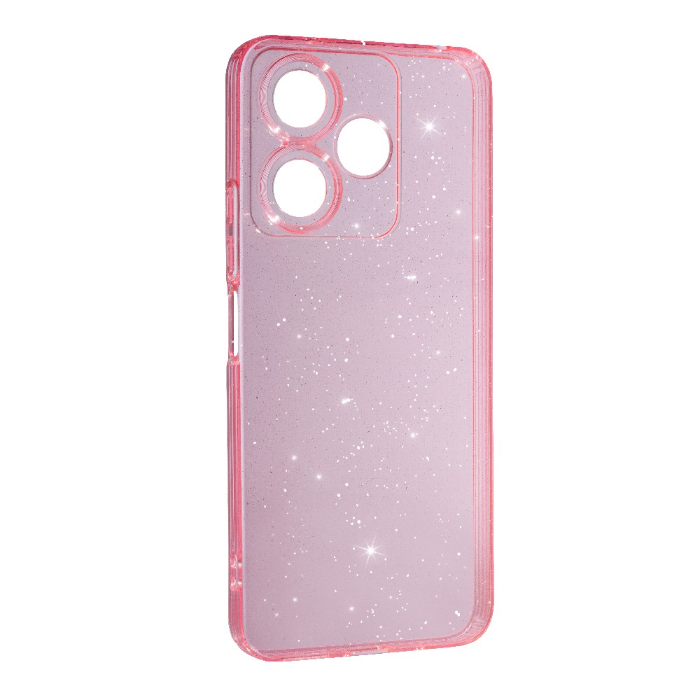 Накладка Molan Cano Glossy Jelly для Xiaomi Redmi 13 / Poco M6  рожева з блискітками-0