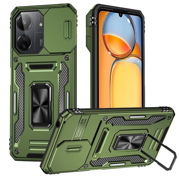 Накладка Camshield Army Ring для Xiaomi Redmi 13C/Poco C65 Army green-0