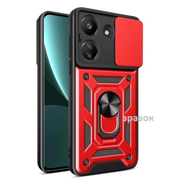 Накладка Camshield Serge Ring for Magnet для Xiaomi Redmi 13C/Poco C65 (Червона)-0