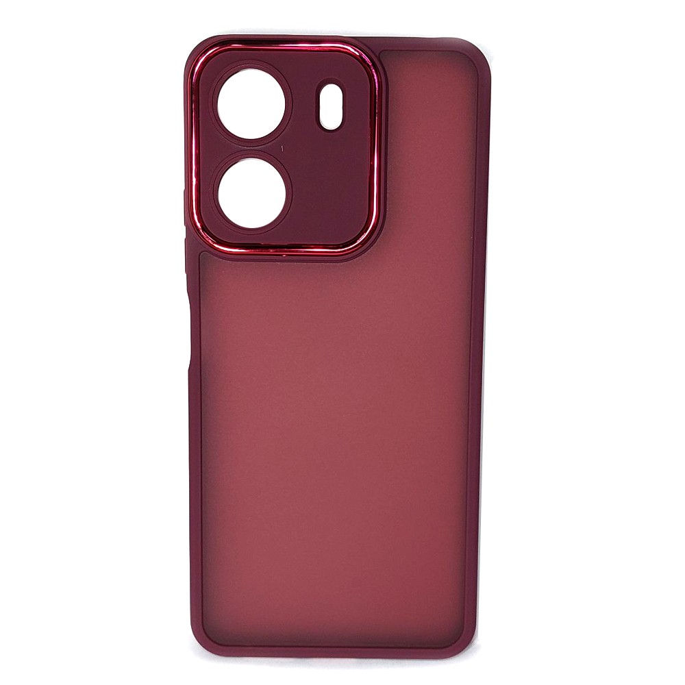 Накладка Luxury Metal Lens для Xiaomi Redmi 13C/Poco C65 (Марсала)-0