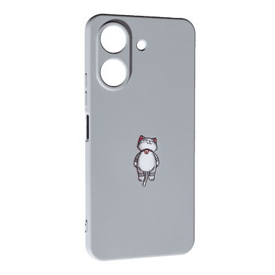 Накладка Silicone Case Art для Xiaomi Redmi 13C/Poco C65 Cat (grey)-0