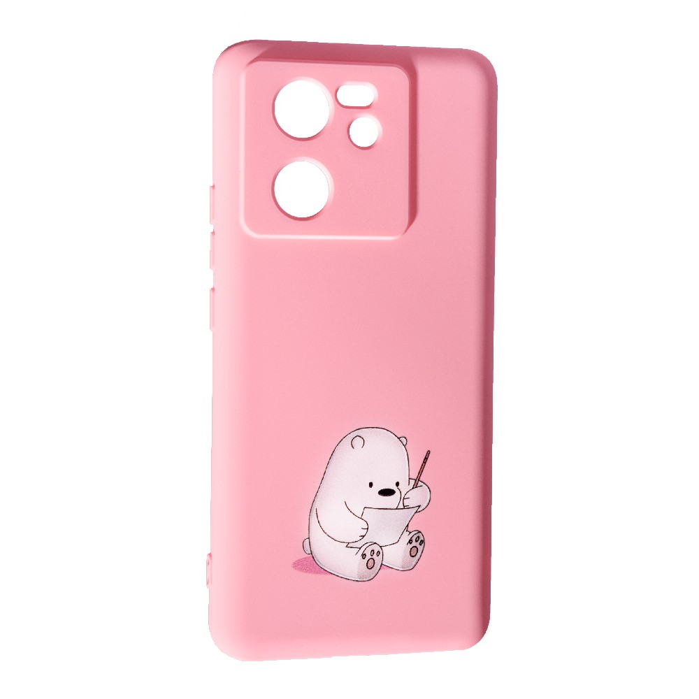 Накладка Silicone Case Art для Xiaomi 13T/13T Pro Bear (pink)-0