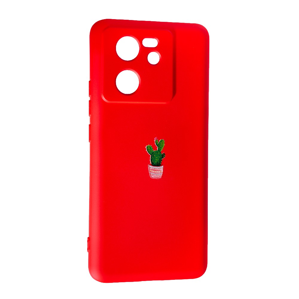 Накладка Silicone Case Art для Xiaomi 13T/13T Pro Cactus (red)-0