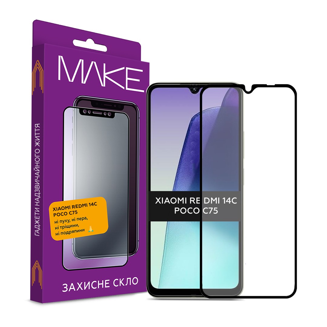Захисне скло MAKE для Xiaomi Redmi 14C/Poco C75-0