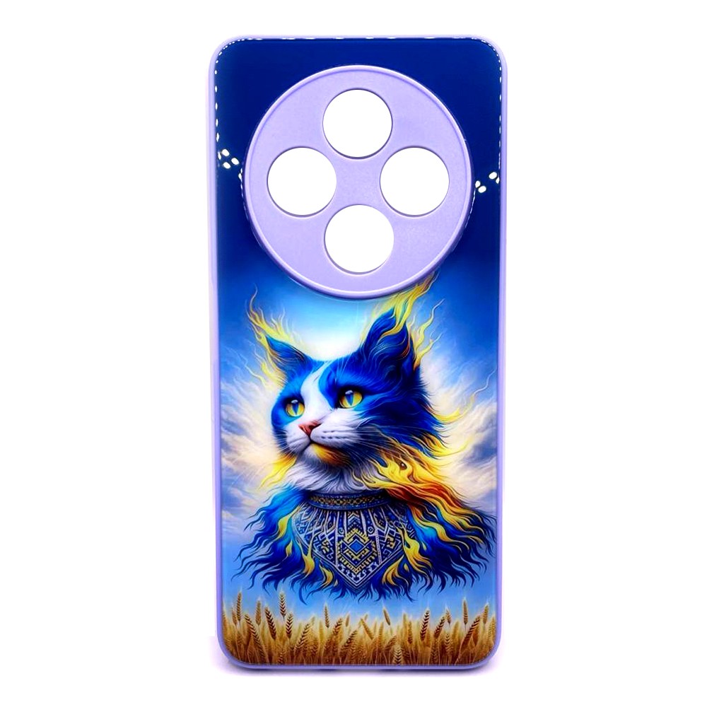 Накладка Marble Clouds для Xiaomi Redmi 14C/Poco C75 (Котик,скло)-0