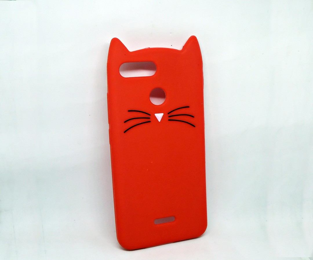 Накладка 3D Cat для Xiaomi Redmi 6 червона-0
