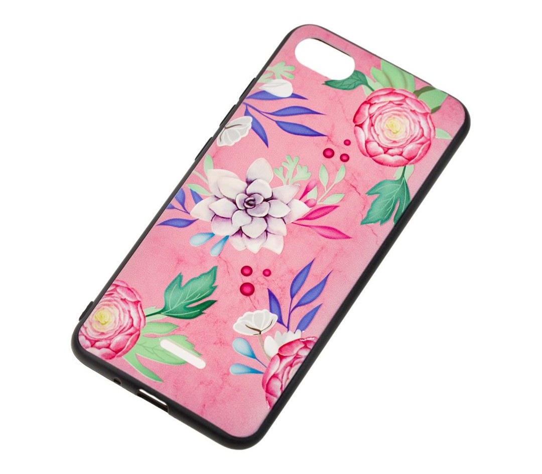 Накладка Flowers для Xiaomi Redmi 6 Квіти на рожевому-1