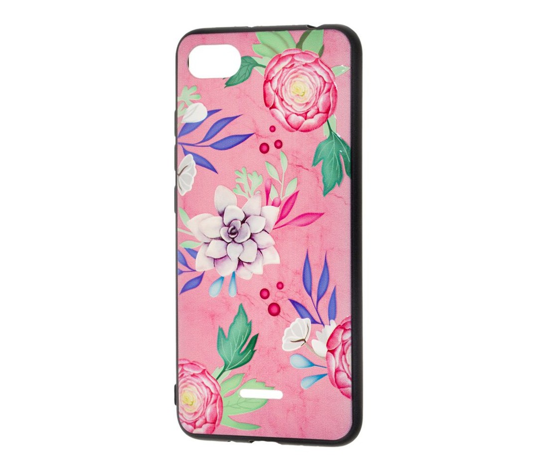 Накладка Flowers для Xiaomi Redmi 6 Квіти на рожевому-0