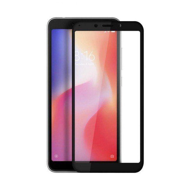 Захисне скло 6D для Xiaomi Redmi 6A/6 з чорно рамкою-0