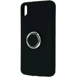 Silicone Cover With Ring для Xiaomi Redmi 7A (Black)-0
