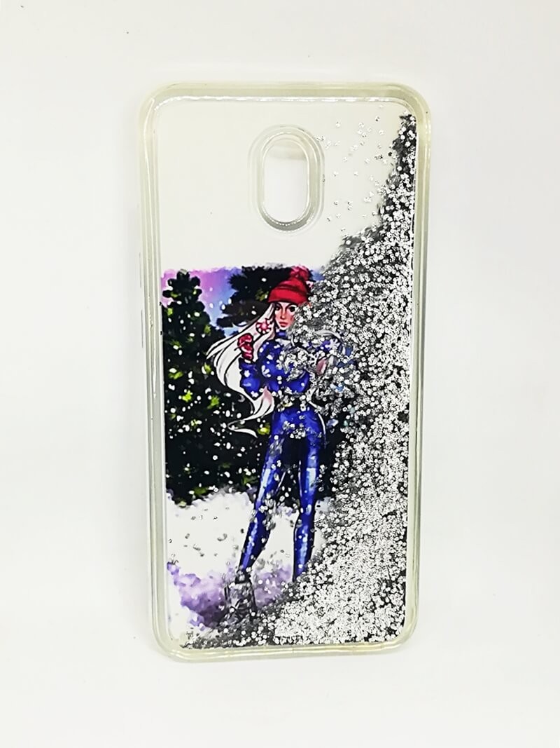 Накладка Fluid Painted для Xiaomi Redmi 8a "Дівчина в лижному костюмі" (переливається)-0