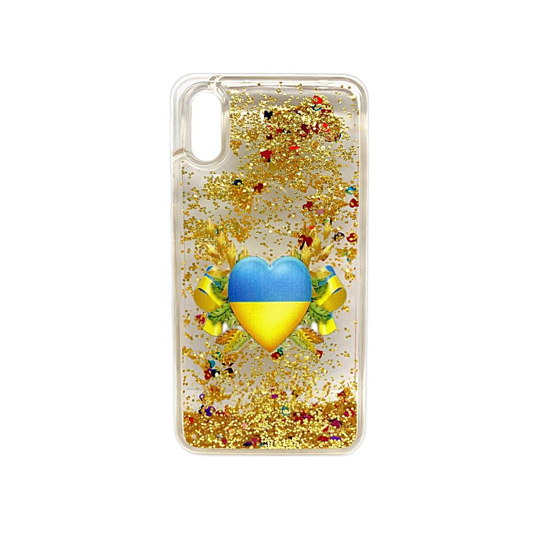 Накладка Fluid Painted для Xiaomi Redmi 9A Серце UA (блисківки плавають)-0