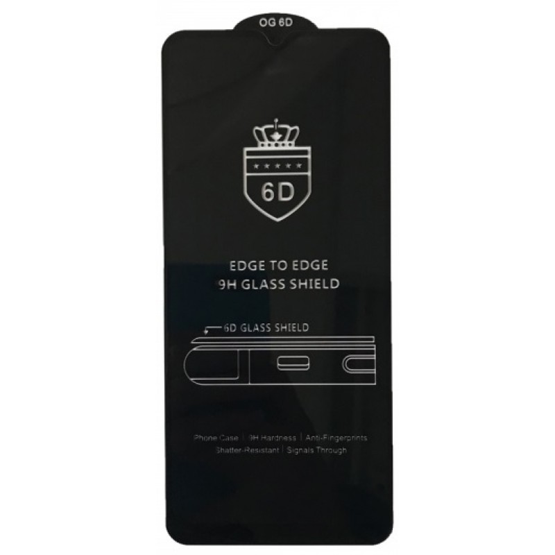 Захисне скло 6D OG Crown для Xiaomi Redmi 9A/9C/A12/A02s/A1/A2 з чорною рамкою-0