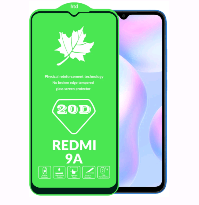 Захисне скло DK Full Glue 20D для Xiaomi Redmi 9A/9C з чорною рамкою-0