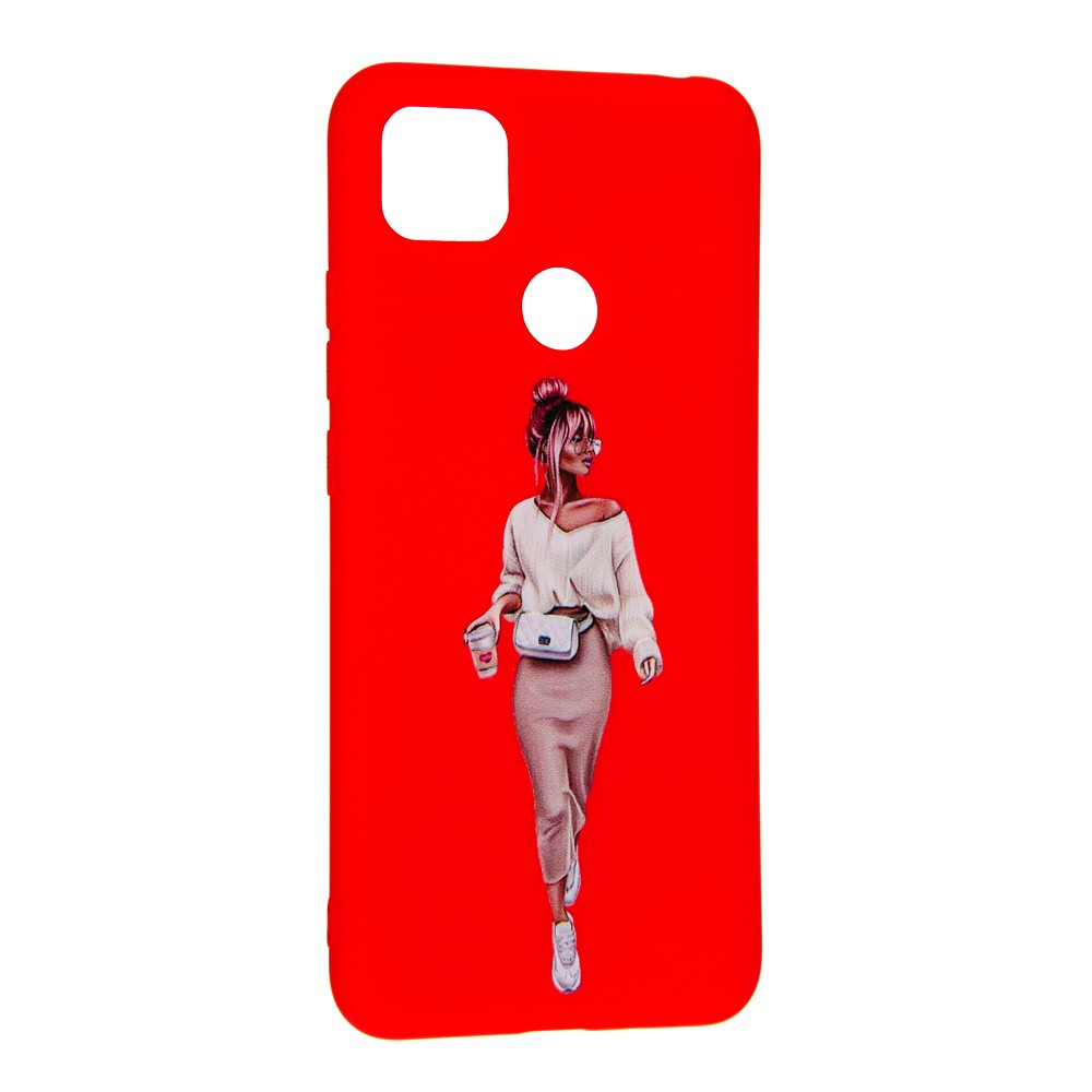 Накладка Silicone ART для Xiaomi Redmi 9C  "Lady Red"-0