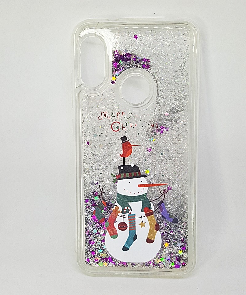 Накладка Merry Christmas  "Новий Рік" для Xiaomi MI A2 LITE   Сніговик сріблястий (переливається)-0