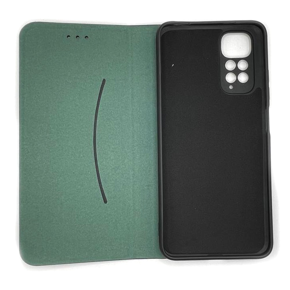 Книжка LEATHER для Xiaomi Redmi Note 11 / Note 11s темно-зелена-2