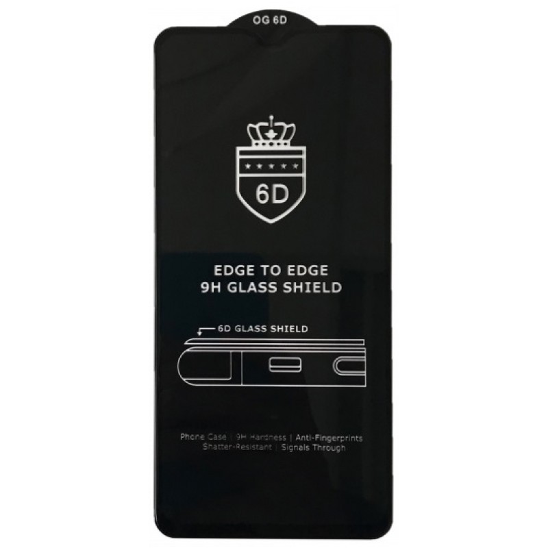 Захисне скло 6D OG Crown для Xiaomi Redmi Note 8 Pro з чорною рамкою-0