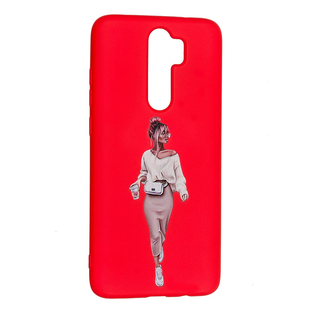 Накладка Silicone ART для Xiaomi Redmi Note 8 Pro  "Lady Red"-0