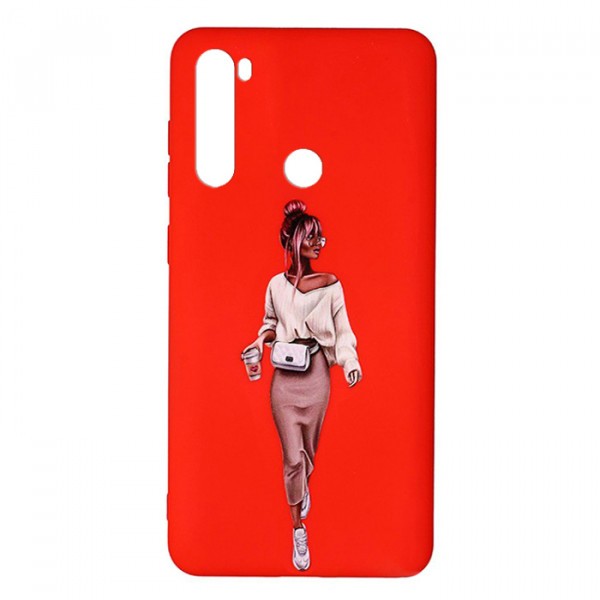 Накладка Silicone ART для Xiaomi Redmi Note 8T  "Lady Red"-0