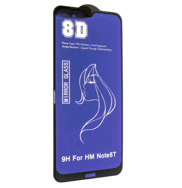 Захисне скло 8D для Xiaomi Redmi Note 8T блакитне-0