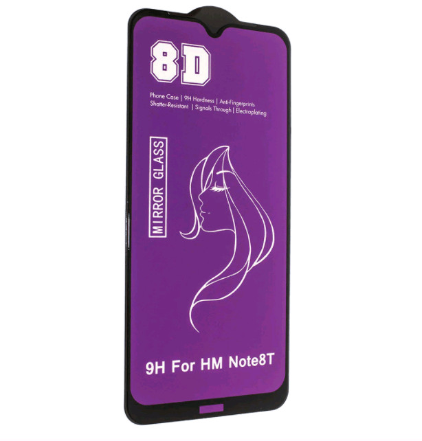 Захисне скло 8D для Xiaomi Redmi Note 8T фіолетове-0