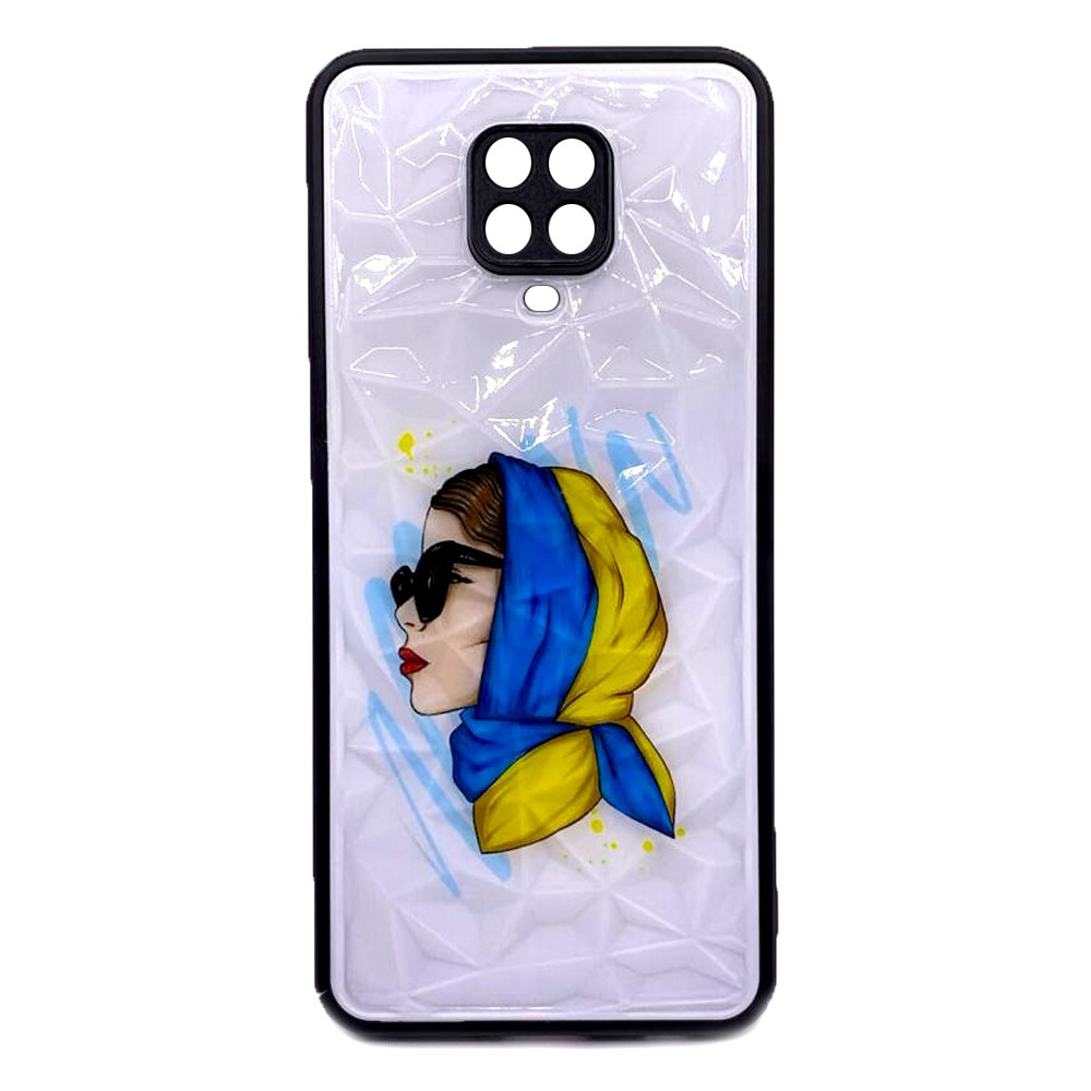 Накладка Ladies Camera для Xiaomi Note 9s/Note 9 Pro Дівчина в синьо-жовтій хустці-0