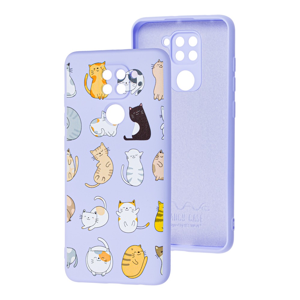 WAVE Fancy для Xiaomi Redmi Note 9 (funny cats/light purple)-0