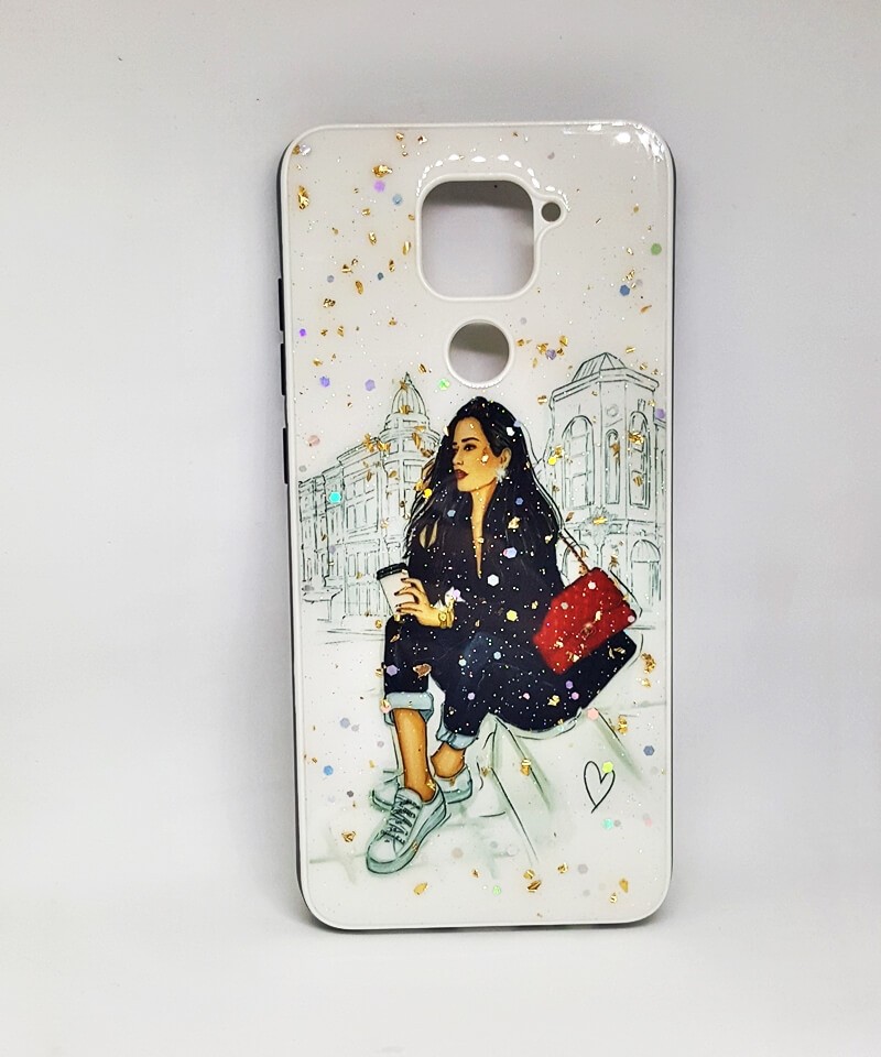 Накладка Mix Art для Xiaomi Redmi Note 9 Дівчина з червоною сумкою та кавою-0