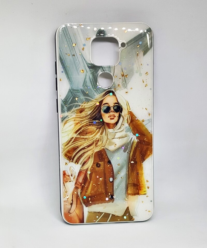 Накладка Mix Art для Xiaomi Redmi Note 9 Дівчина в окулярах з довгим волоссям-0