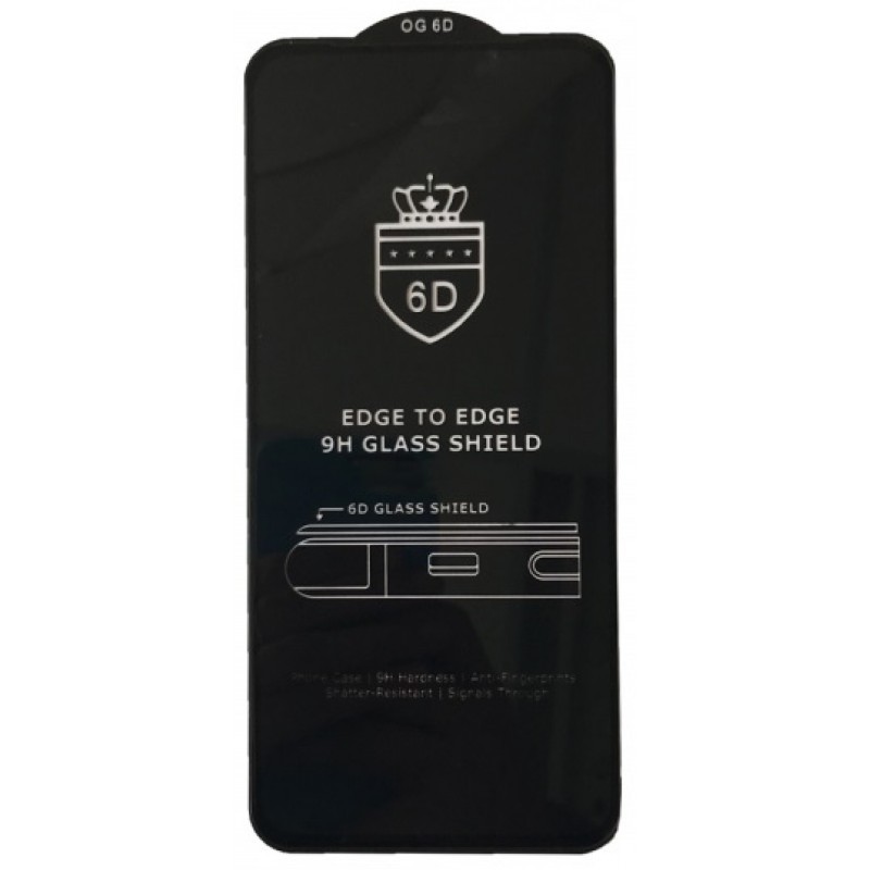 Захисне скло 6D OG Crown для Xiaomi Redmi Note 9 з чорною рамкою-0