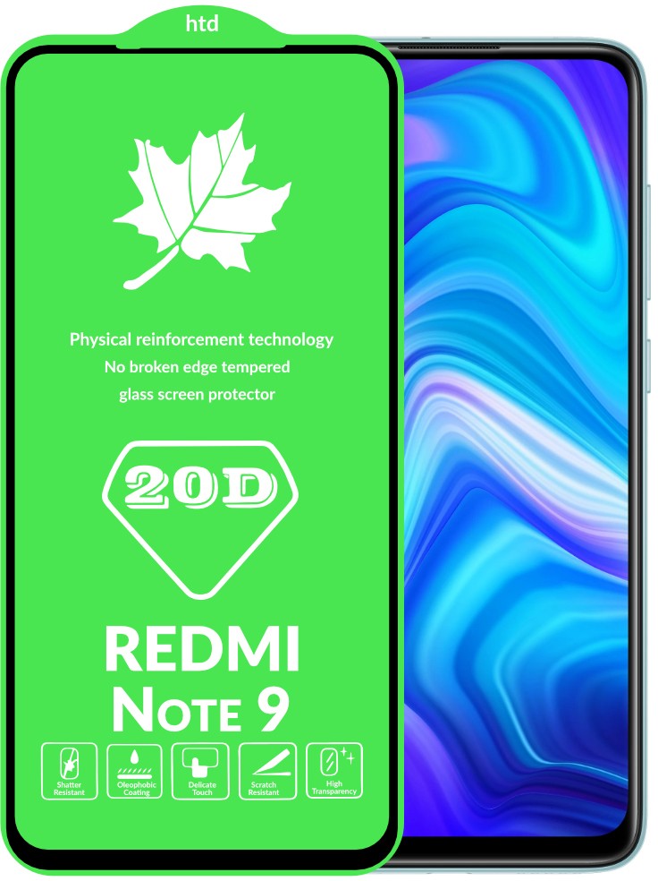Захисне скло DK Full Glue 20D для Xiaomi Redmi Note 9 з чорною рамкою-0
