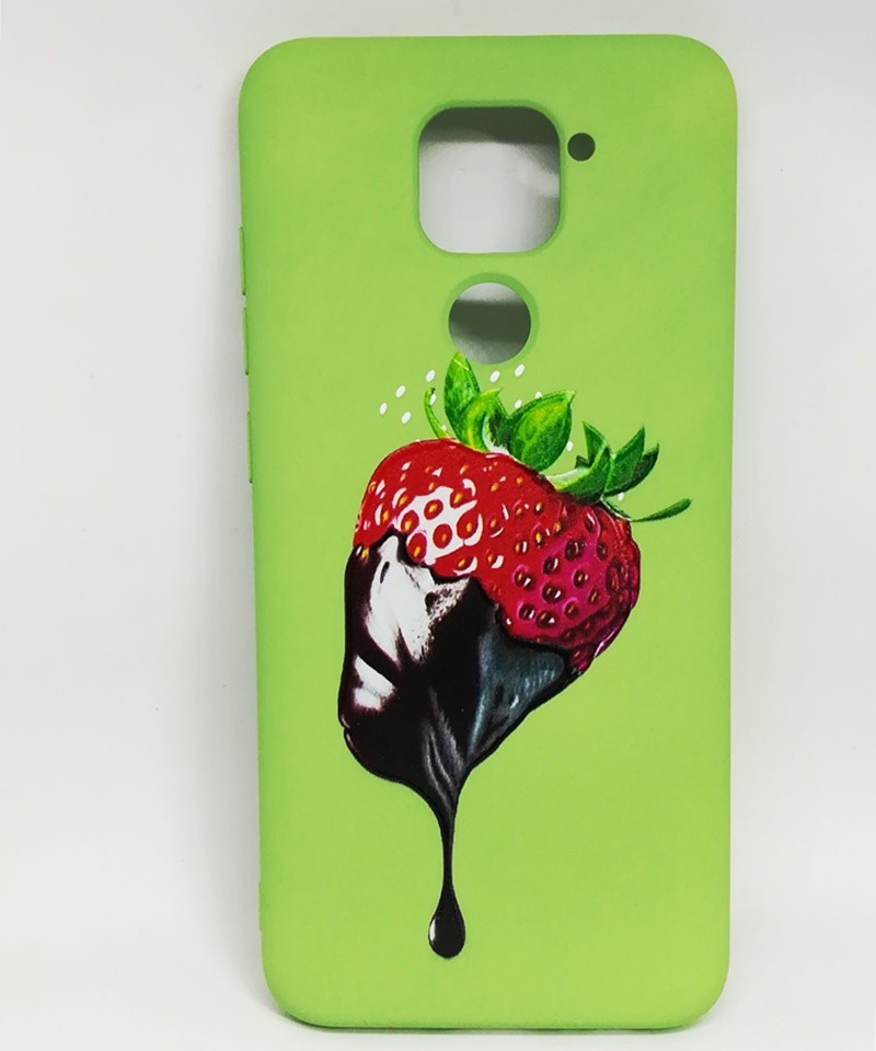 Накладка Silicone ART для Xiaomi Redmi Note 9 "Полуничка"-0