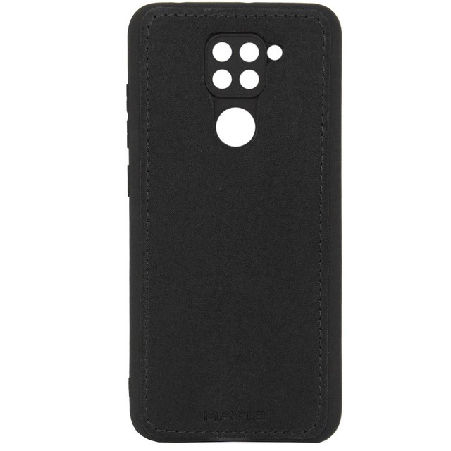 Накладка MAVIS для Xiaomi Redmi Note 9 шкіряна чорна-0