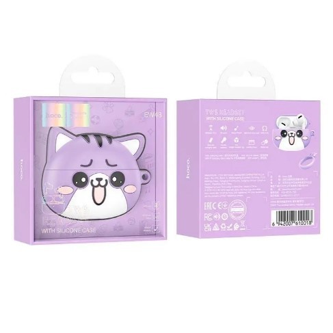 Навушники HOCO EW48 True wireless stereo headset Purple cat-1