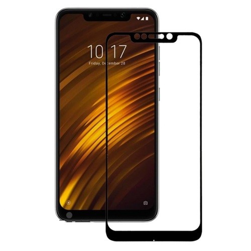 Захисне скло Silk Print для Xiaomi Pocophone F1 з чорною рамкою-0
