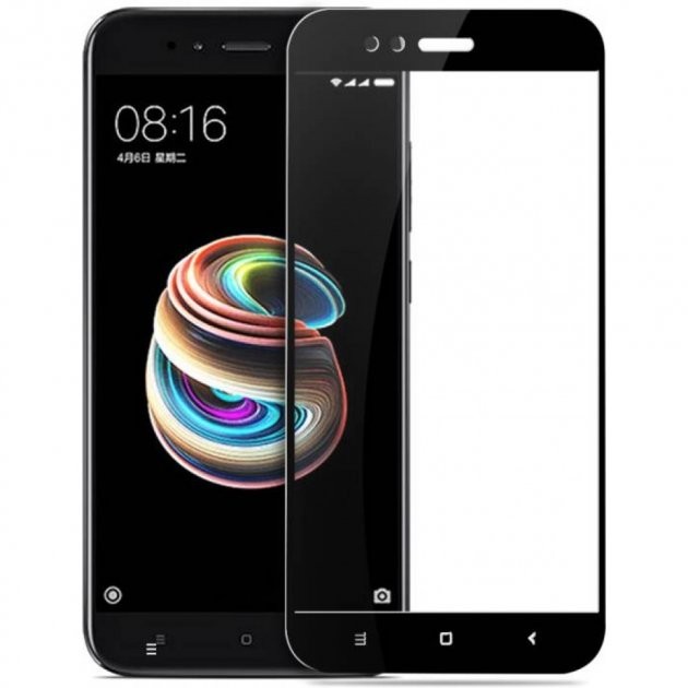 Захисне скло Silk Screen для Xiaomi Mi 5X / A1 чорна рамка (поклейка рамкою)-0