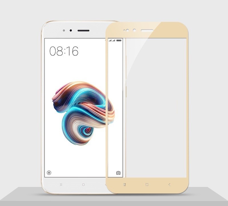 Захисне скло для Xiaomi Mi A1 Золота рамка-0