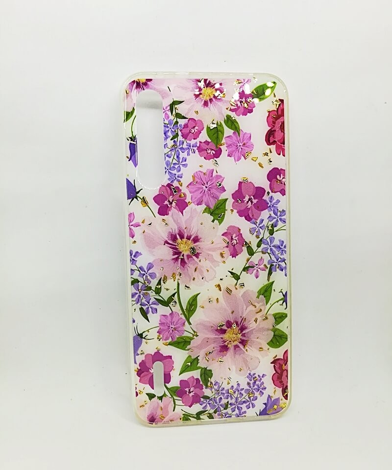 Накладка Glitter для Xiaomi Mi A3/CC9e "Квіти мікс на білому фоні"-0