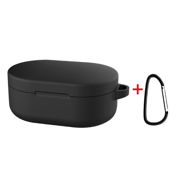 Xiaomi AirDots case клапан силіконовий з карабіном (Black)-0