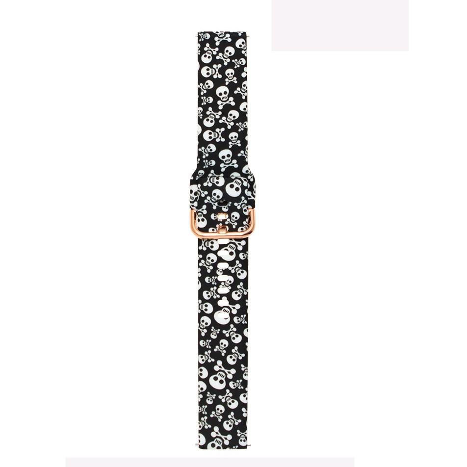 Ремінець для Samsung Gear S2 / Amazfit 20mm (черепки чорно-білий)-0